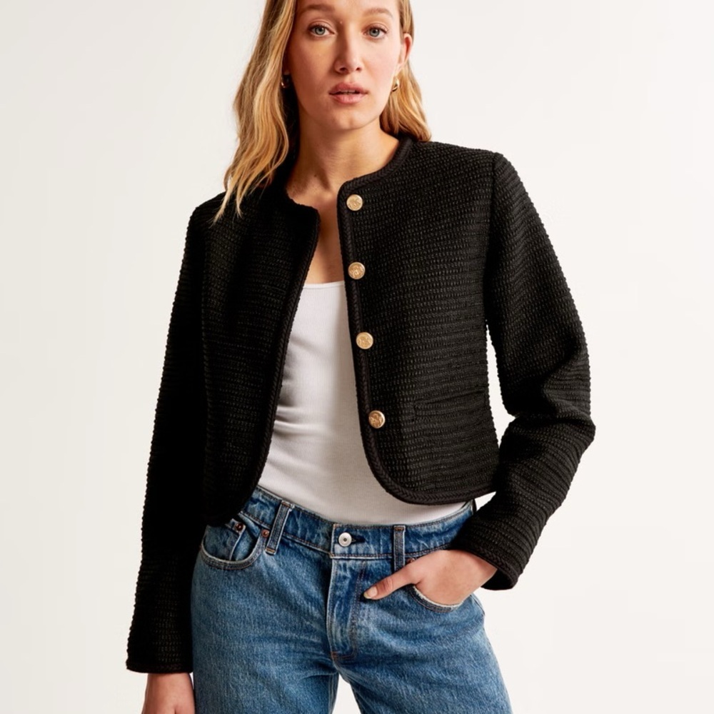 Abercrombie &‎ Fitch Collarless Tweed Blazer Jacket